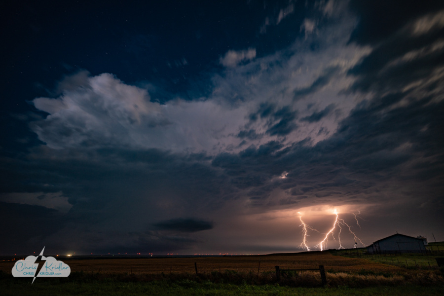 Lightning just south of Taloga, Oklahoma.