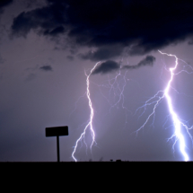 Lightning flashes east of Lubbock, Texas.