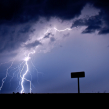 Lightning flashes east of Lubbock, Texas.