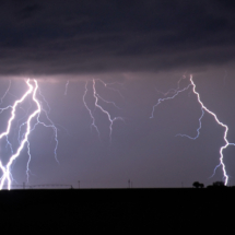 Lightning flashes east of Lubbock, Texas.