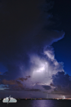 Lightning sparks from an evening thunderstorm over the Indian River Lagoon June 12 in Indian Harbour Beach.