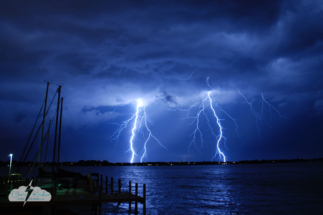 Lightning strikes over the Indian River Lagoon in Rockledge on Aug. 7.