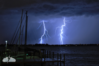 Lightning strikes over the Indian River Lagoon in Rockledge on Aug. 7.