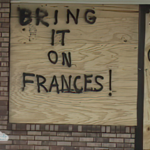 Stores boarded up for Frances.