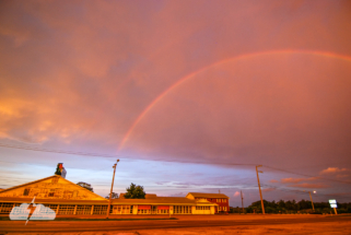 Rainbow over Harvey&#039;s Groves in Rockledge, July 15, 2007.